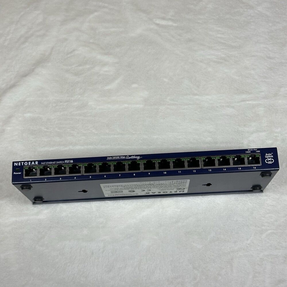 NETGEAR FS116 16-Port Fast Ethernet Switch 10/100 Mbps w/ Power Adapter Tested - Picture 5 of 11